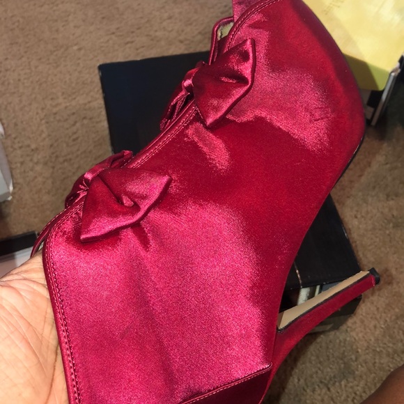 Red Hot Bow Tie Peep Toe Bootie - Picture 3 of 7